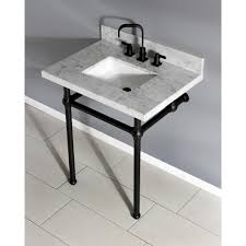 Choose from our large selection of bathroom sinks to find the perfect fit for your home. Kingston Brass Square Sink Washstand 30 In Console Table In Carrara With Metal Legs In Matte Black Hkvpb30mbsq0 The Home Depot Single Bathroom Vanity Marble Vanity Contemporary Bathroom Vanity