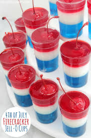 Spread strawberry jam over the top and dot with blueberries to make a red, white. 4th Of July Firecracker Jell O Cups Cincyshopper