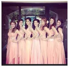 Bollywood Actor Katrina Kaif Poses With Other Bridesmaids Which Includes The Kaif Sisters All In Peach Gowns At Her Sister Natacha S Weddi Bridesmaid Sister Wedding Peach Gown