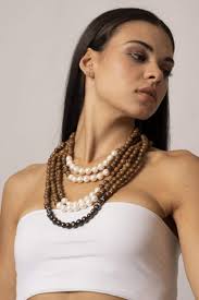 CENTOPERCENTO CACHEMIRE Coconut and pearl multi-strand necklace