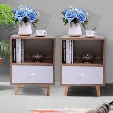 Jaxpety Set Of 2 Bedroom Night Stand Bedside Table Furniture Open Storage W Drawer Walmart Com Bedroom Night Stands Bedroom Night Stands Bedside Tables Bedside Furniture