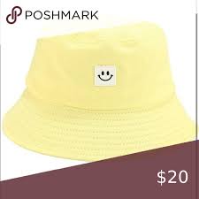 New Yellow Smiley Face Bucket Hat Yellow Smiley Face Urban Outfitters Hats White Beanies