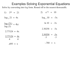 These lessons help precalculus students learn how to solve exponential equations with different bases. Examples Solving Exponential Equations Ppt Download