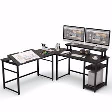 Both Side Of This Double Corner Computer Desk Are The Same Length 70 8 X 23 6 Offer Plenty Of Room To Place Monito In 2020 Corner Computer Desk Computer Desk Desk