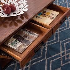 Cedar springs rectangular black wood 2 drawer coffee table (42 in. Ironcraft 46 Wide Metal And Oak Top 2 Drawer Coffee Table 1r150 Lamps Plus