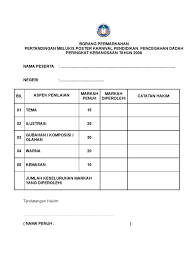 Perbandingan nilai kriteria c01 (kiri) dengan kriteria c03 (atas) adalah 3. Contoh Borang Pemarkahan Pertandingan Mewarna Kanak Kanak