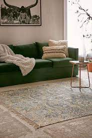 Neva Medallion Printed Blue 5x7 Rug Grunes Sofa Wohnung Dekoration Haus