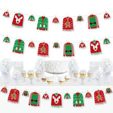 Ugly christmas sweater party decorations. Ugly Sweater Holiday And Christmas Party Diy Decorations Clothespin Garland Banner 44 Pieces Walmart Com Walmart Com