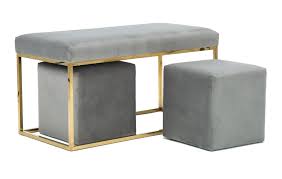 Shop cream entryway benches from ashley furniture homestore. Diva Grey Velvet Bench Tov Furniture