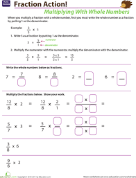 Some of the worksheets for this concept are exercise work, multiplyingdividing fractions and mixed numbers, grade 5 fractions work, mixed whole number s1, fractions packet, mixed number multiplication l1s1. Multiplying Fractions With Whole Numbers Worksheet Education Com Multiplying Fractions Fractions Math Homework Help