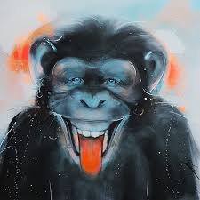 POP ART animalier : peinture sur toile d'un singe rieur