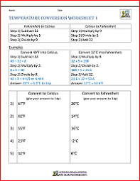 What is to be converted Temperature Conversion Worksheet