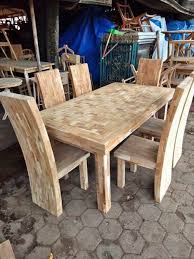 Meja Makan Minimalis Motif Serat Kayu Rustic Dining Table Interior Furniture Rustic Dining