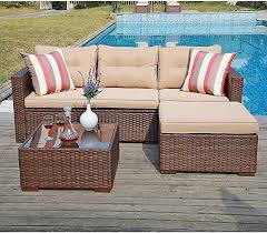 Gone are the days of wicker furniture that would peel, fade, and warp when exposed to the weather. Amazon Com Sunsitt Outdoor Sectional Sofa 4 Piece Furniture Set Brown Wicker With Beige Seat Cush Outdoor Furniture Sets Outdoor Sectional Sofa Patio Sofa Set