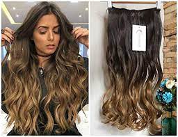 I was worried that the 16 inch might not be long enough but they are super. Amazon Com 20 Inches 3 4 Full Head Clip In Hair Extensions Ombre One Piece 2 Tones Wavy Curly Dark Brown To Dark Blonde Beauty