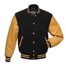Black And Gold Bomber Jacket Mens Black Wool Varsity Letterman Bomber Baseball Jacket Gold Yellow Leather Sleeves Batt Leather Varsity Jackets Mens Leather Bomber Jacket Varsity Jacket Outfit