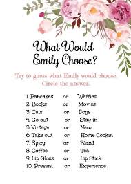 Pink Floral Would She Rather Bridal Shower Game Template Etsy Bridal Shower Activities Bridal Shower Games Bridal Shower Planning