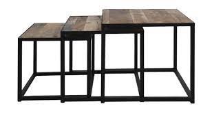 The best way to tie your room together is with a stylish coffee table. 3 Piece Square Coffee Table Set Set Of 3 Mango Wood Iron Coffee Side Tables Henk Schram Meubelen