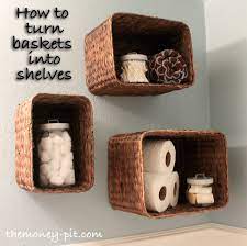 Turning Baskets Into Shelves Baskets On Wall Diy Home Decor Home Crafts