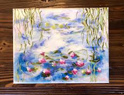 Add little blue yellow dark. Monet S Water Lilies Painting Kit And Video Petite Palette