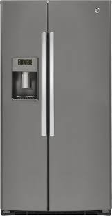 The idea is to match kitchen cabinets and make it easy to clean. Customer Reviews Ge 25 4 Cu Ft Frost Free Side By Side Refrigerator With Thru The Door Ice And Water Slate Gse25hmhes Best Buy