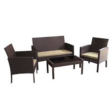Tessio Wicker Rattan 4 Person Seating Group With Cushions Patio Furniture For Sale Rattan Sofa Sofa Set