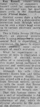 He is determined to discover god. That Time Ken Russell Blew Everyone S Mind With Altered States Pages From A Scrapbook And More Flashbak