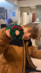 Found this wreath ornament at a doctors office today! He was so excited!  ❤️💚🎄
