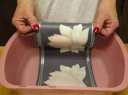 How To Apply Prepasted Wallpaper Border Hunker Wallpaper Border Diy Prepasted Wallpaper Wallpaper Border Kitchen