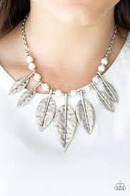 Highland Harvester 5 White Beaded Necklaces Leaf Necklace White Necklace