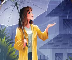 Girl Enjoying Rain In The Spring Shower ...