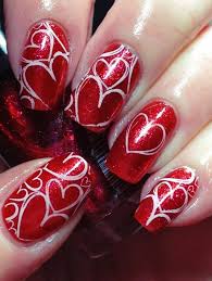 Then white swirls are drawn on the nails. 40 Lovely Valentines Day Nail Art Designs 2019 Fashion Enzyme
