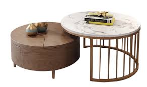 If there is going to be a battle over who gets to use the handy lift top, then consider this design that has two. Modern White Walnut Round Coffee Table With Storage Wood Rotating Marble Nesting Coffee Table In Rose Gold Set Of 2 White Walnut Decorist