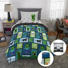 Minecraft Chibi Collage 6 Piece Twin Bed In A Bag W Reversible Comforter Walmart Com Walmart Com