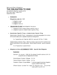 The other merely moral duties, is an example of this kind of obligation. Obligation And Contract Docsity