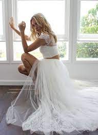 10 Daring Wedding Dresses Mywedding Two Piece Wedding Dress Wedding Dresses Unique Crop Top Wedding Dress