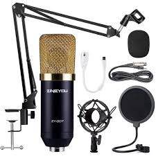 Zy 007 Condenser Microphone Bundle Sunrise Gold Microphone Microphones Microphone Set