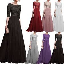Damen Spitzenkleid Lang Maxikleid Abendkleid Hochzeit Party Formal Cocktailkleid Eur 8 59 Picclick De