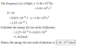 Calculate the energy (e) of the photon. Oneclass A Photon Has A Frequency Of 3 40 A 109 Hz Calculate The Energy In Joules Of 1 Mole Of P