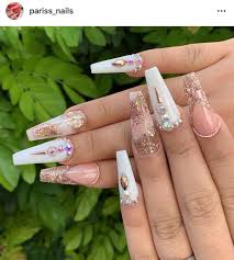 Pink And White Diamond Nails Luxury Nails Diamond Nail Designs Diamond Nails