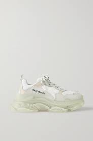 Having built on the popularity of its first release, balenciaga's triple s sneaker now boasts but at the very top of the trend, balenciaga's triple s remains the shoe that keeps on giving. Weiss Triple S Clear Sole Sneakers Aus Leder Nubukleder Und Mesh Mit Logostickerei Balenciaga Net A Porter