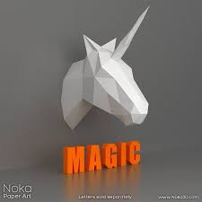 Unicorn 3d Papercraft Model Downloadable Diy Template Etsy Paper Crafts Diy Template Origami Paper Folding