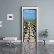 Sticker De Porte Pour Decorer Une Piece Avec Un Style Marin Trompe L Oeil De Porte Representant Un Escalier Dans Porte De Chambre Trompe L Oeil Deco Stickers
