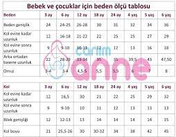3 ay ve 6 yas arasi beden olcu tablosu baby knitting patterns orgu beden olcusu