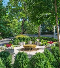 Plaza With Fountain Healing Garden Landscape Architecture Vertical Herb Gardens