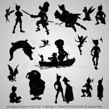 Buy 2 Get 1 Free Digital Clipart Silhouettes Peterpan Lovely Characters Fairy Pirate Black Images Png Eps Svg Dxf And Studio Files Disney Silhouettes Digital Clip Art Peter Pan Silhouette