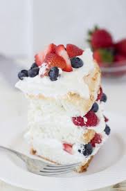 Angel food cake is a low fat cake recipe made mostly from egg whites, cake flour, and sugar. 20 Easy Angel Food Cake Recipes Homemade Angel Food Cake Delish Com