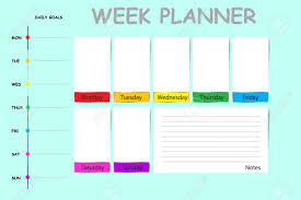 Weekly Planner Containinig Timeline Place For Daily Goals