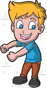 An Energetic Boy Doing The Floss Dance A Boy With Orange Blonde Hair Wearing A Sky Blue Shirt Brown P Cute Kids Pics Blue Shirt Brown Pants Cute Characters