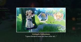 If you've got your eyes set on mondstadt's brightest pop there are five endings in barbara's hangout event, meaning there are also five different photos you can collect. Barbara Hangout Event Walkthrough All Branches Choices Genshin Impact Gamewith